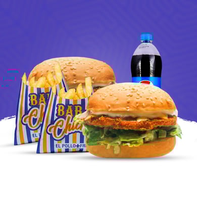 PROMO 2 HAMBURGUESAS BAR CHICKEN + 1 REFRESCO 1L