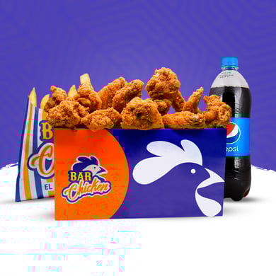 PROMO 24 PIEZAS DE ALITAS CON PAPAS FRITAS Y REFRESCO