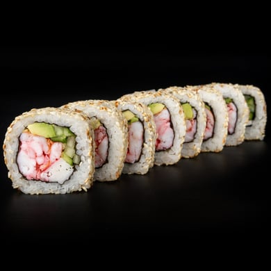 Рол Каліфорнія з креветкою в кунжуті