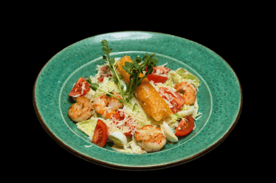 Цезар з креветкою та лососем 