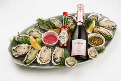 Oyster set 9 pcs & 2 Glasses Prosecco